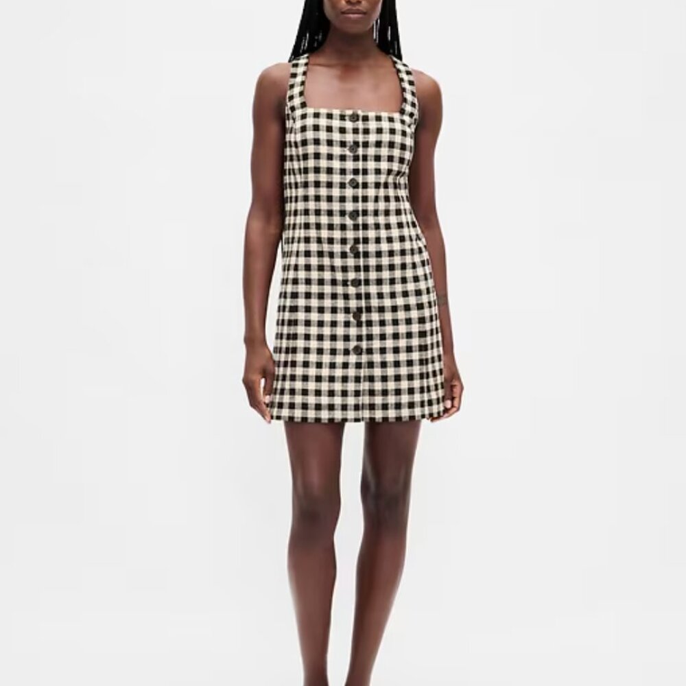 NWT GAP Linen-Blend Button-Front Mini Dress